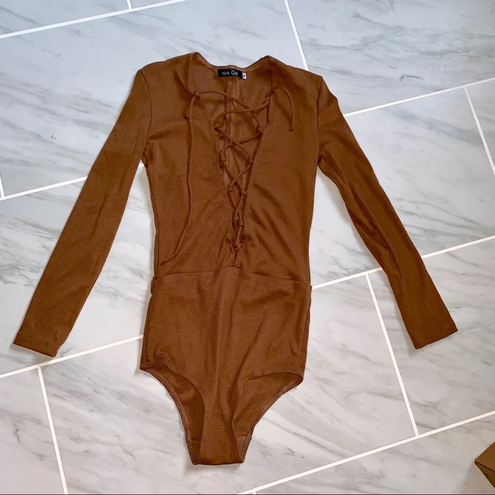 Long Sleeve LaceUp Front Body Suit